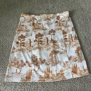 gold toile urban outfitters mini skirt
